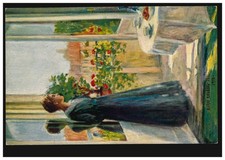 Künstler-AK Astrid Kjellberg-Juel: Sonntagmorgen - Frau am Fenster, ungebraucht