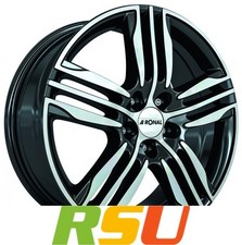 Ronal R57 schwarz-frontkopiert 7.5x18" ET24 LK4 108 ML 76 Alufelgen 18 Zoll