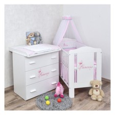 Babyzimmer Prinzessin Babybett Wickelkommode Bettwäsche Set Komplettzimmer