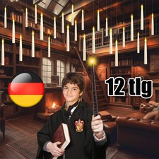 12 schwebende LED Halloween Deko Tafel-Kerzen Zauberstab magisch Fliegende weiß.