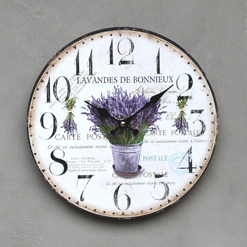 Landhaus wanduhr lavendel - wanduhr,