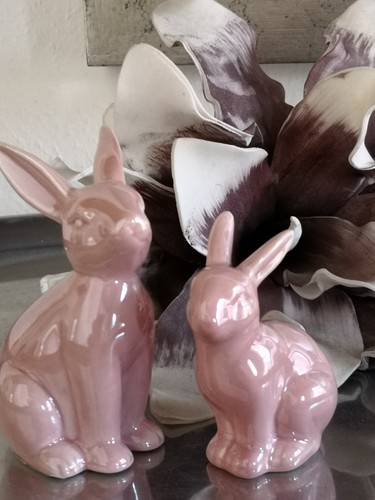 2er set keramik hase - *, rosa