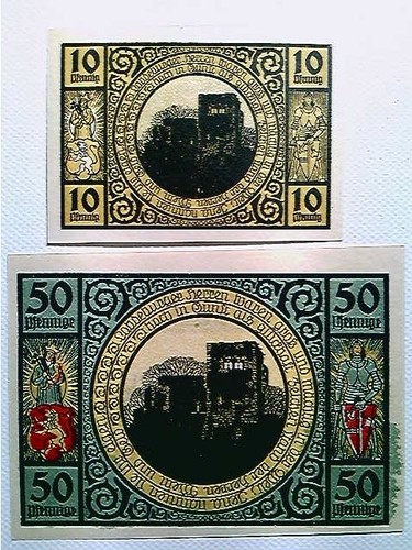 Notgeld stadt lobeda 10 und - notgeld,, lobeda,