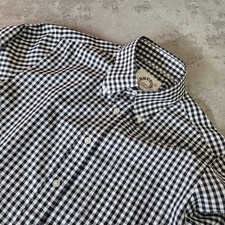 Brutus Trimfit Schwarz Weiß Hemd Herren Medium Kurzarm Button Down