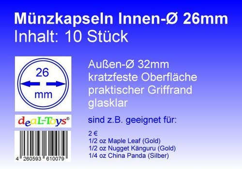 Münzkapseln 26mm geeignet - münzkapseln, 26mm,