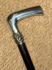 Gehstock Stock - gepunzt 925 2009 Silber Fritz Griff Blatt Details