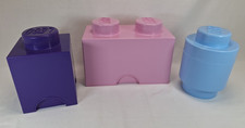 3 x Lego Storage Brick 2x2 und 1x1 lila pink türkis Aufbewahrung Box Set