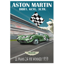Aston Martin DBR1 Reise Poster Stil Wanddruck Kunst (A3 Format) Farbe