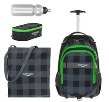 Trolly 4T Set Kinder Schultrolly Elephant Signature Box 12610 Plaid Grün tbmbf