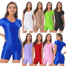 Damen Bodysuit Overalls Glänzend Body Einteiler Sportbody Yoga Sports Jumpsuit