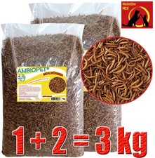 Ambiopet Mehlwürmer getrocknet 2+1kg Nager Vögel Reptilien Fisch Igel Koifutter