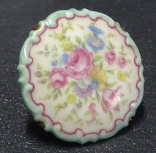 runde Porzellanbrosche Blumen