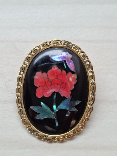 Vintage brosche perlmutt - brosche,