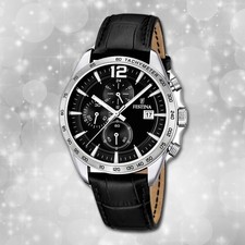Armbanduhr Leder schwarz