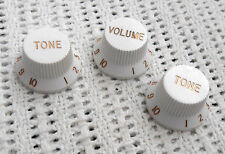 3 x Fender Squier Strat Poti Knopf / Knob 1 x Volume 2 x Tone - White / Weiß