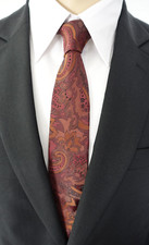 NEU - ATWARDSON Anlass / Business Krawatte - rotbraun gemustert - Seide - Slim !