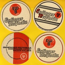 Bierdeckel, Erdinger Weißbräu, 4 Stück (3 ohne bedruckte GS)