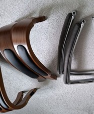 6x Bürostuhl Arm Armlehne für Stuhl, Sessel Edelstahl Holz Walnuss Ersatzteile