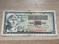 1000 Dinar DINARA Dinarjev 1981 JUGOSLAWIEN Jugoslavija Serie CR Banknote P #92d