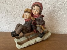Weihnacht Nostalgie Figuren Kinder Winterkinder Schlitten Gilde