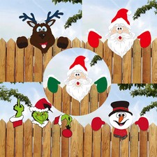 Weihnachtszaun Dekorationen Holz Outdoorschmuck Tierfiguren Gartendekor