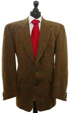 Harris Tweed Sakko Jackett 58 grau dunkelgrau Fischgrat 2-Knopf Patches wie Neu