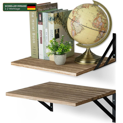 Wandregal holz metall - holz, 30cm