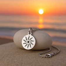 Halskette kleine Sonne Anhänger Edelstahlkette 40 45 50 60 cm Kette silberfarben