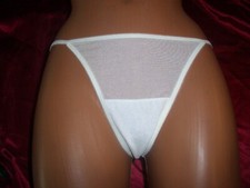 Kinga transparent schimmernder Nylon String Gr. 36 ivory Stringtanga NEU (TU3)