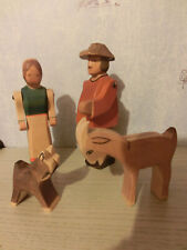OSTHEIMER Figuren mit Brandstempel Bauernhof Bauer Bäuerin Ziege Zicklein