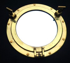 Maritim Nautik Bullauge Spiegel  Ø ca. 20 cm Messing Wandspiegel
