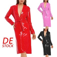 Damen Lack Leder Trenchcoat