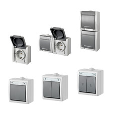 Aufputz / Schalter / Taster / Steckdose / IP55 wassergeschützt 💦 / hellgrau