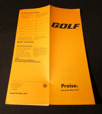 Prospekt Preisliste VW Golf I