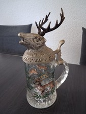 Ddr bierkrug glas mit - glas, hirsch