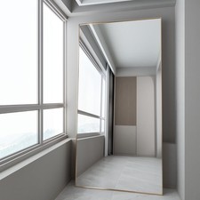 Ganzkörper-Bodenspiegel 193 x 86 cm Goldrahmen, schräg oder hängend, glasklar