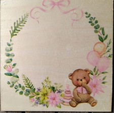 Geburt/ Teddy Bild in rosa