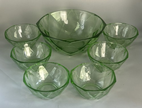 Alte pressglas dessert set - pressglas,