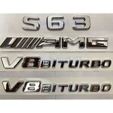 S63 AMG V8 Biturbo Silber Briefe Car Emblem Aufkleber Emblem Logo Auto NEW