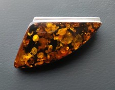 Bernsteinbrosche Silber