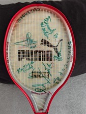 Rare 1989 Puma Boris Becker Tennis Racket – Signed by Germany & Indonesia Davis