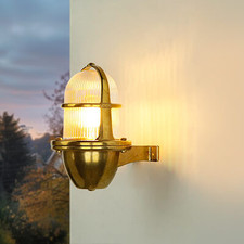 Wandleuchte Messing Glas IP64 rostfrei Maritime Außen Lampe Balkon Haus Hof