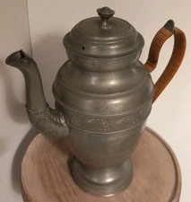 Zinnkanne antik 1850 Rattangriff