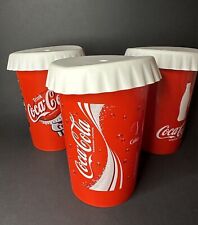 3er Set Coca Cola Becher 1 Liter Mit Deckel Vintage Retro Merchandise Sammlung