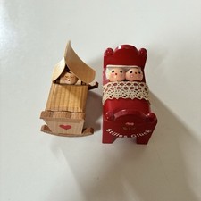 2x Miniatur Holz Puppenbett