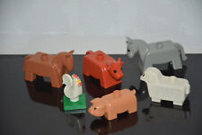 LEGO® DUPLO - 6 alte Bauernhof Tiere - Pony Pferd Kuh Schaf Hahn
