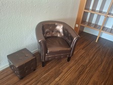 Kleiner Sessel Landhausstil, Kunstleder mit Hocker