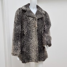 Vintage Retro Persianer Fell Kurzmantel Natur schwarz-grau-weiß 38