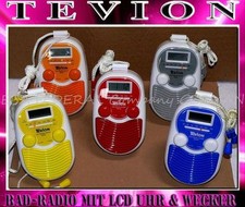 Tevion BDR 200 Mobile Badradio LCD Display Wand Duschradio Uhr Blau Weis Radio