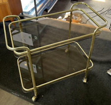 Eleganter Mid Century Barwagen Servierwagen 50er 60er Jahre Gold Messing Glas, !
